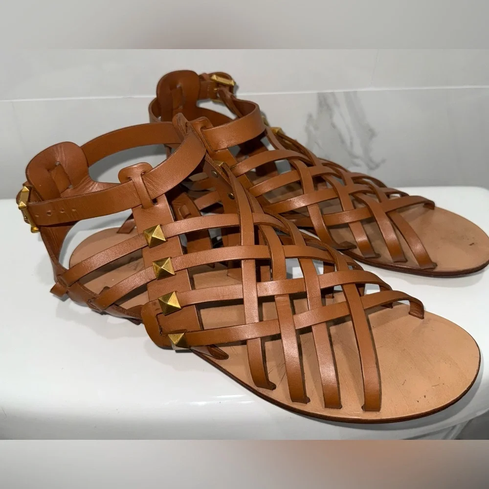 Valentino rockstud gladiator sandals brown lady crush 37/ 7 Shoes - Picture 5 of 7